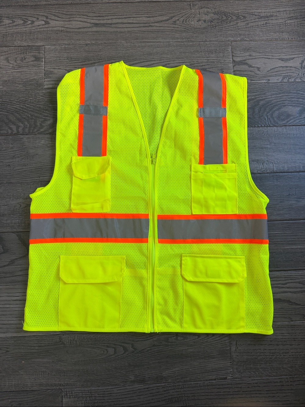 High-Visibility Safety Vest - Neon Yellow with Orange Trim